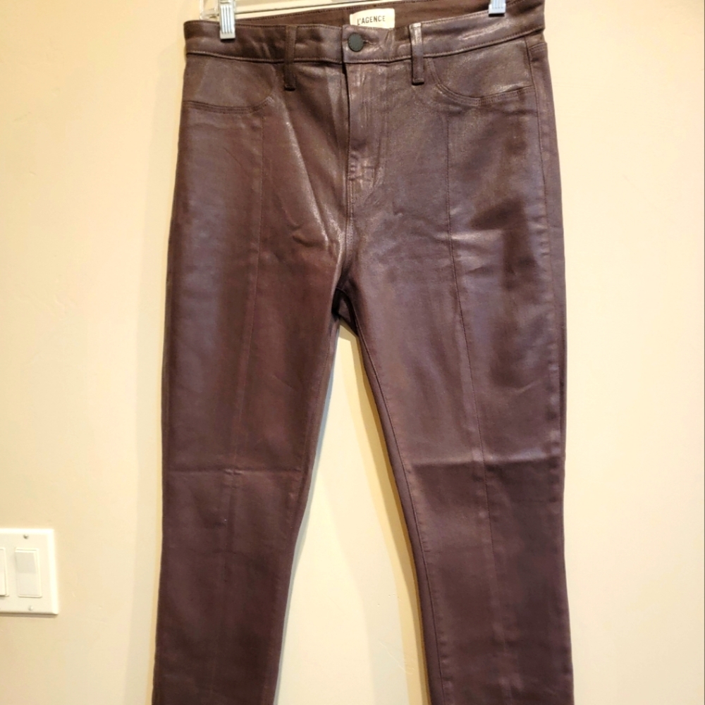 Jeans L'Agence Brown Coated Denim Jeans